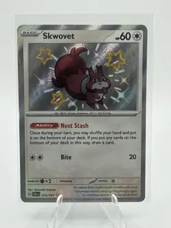 Pokemon Skwovet TCG Paldean Fates Shiny Holo Rare Card 205/091 - Image 1