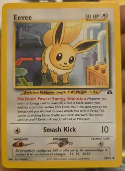 Eevee Pokemon Card 38/75 TCG Neo Discovery - Image 1