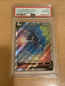 POKEMON SWORD & SHIELD ASTRAL RADIANCE FULL ART/ORIGIN FORME DIALGA V PSA 10 - Image 1