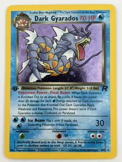 Dark Gyarados 8/82 Holo Rare Team Rocket Pokemon 1st Edition Holo “SWIRL” - Image 1