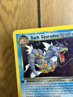 Dark Gyarados 8/82 Holo Rare Team Rocket Pokemon 1st Edition Holo “SWIRL” - Image 3