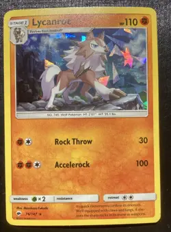Lycanroc 76/147 Pokemon Burning Shadows Cracked Ice Holo Rare TCG LP - Image 1
