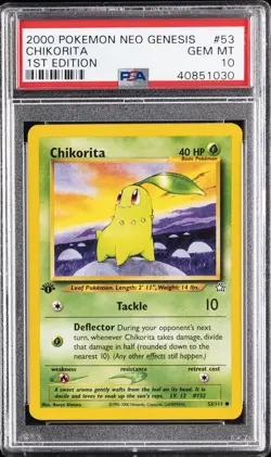 2000 POKEMON NEO GENESIS 1ST EDITION #53 CHIKORITA PSA 10 - Image 1
