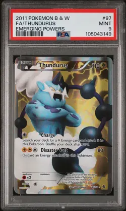 2011 POKEMON BLACK & WHITE EMERGING POWERS #97 FULL ART/THUNDURUS PSA 9 - Image 1