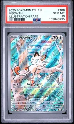 PSA 10 Meowth 106/094 Pokemon Phantasmal Flames Illustration Rare IR - Image 1