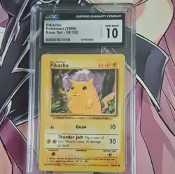 Wizards of the Coast Pokemon TCG Pikachu 058/102 Base Set 1999 CGC 10 - Image 1