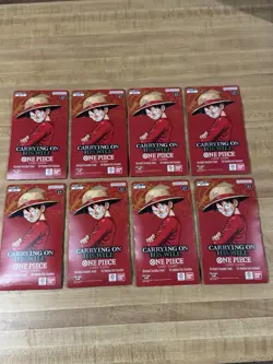 One Piece OP-13 Carrying on His Will English Sleeved Blister Packs - Lot of 8 - Image 1