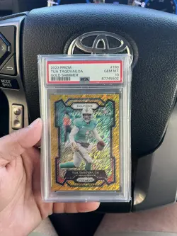 2023 Panini Gold Shimmer Prizm #190 Tua Tagovailoa Dolphins 2/10 PSA 10 GEM MINT - Image 1