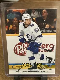 2025/26 Dylan Duke Upper Deck Series 1 Young Guns Deluxe /250 Card # 249 - Image 1