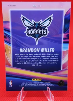 2023-24 Hoops Premium Stock Brandon Miller Anti Gravity Silver Prizm Rookie RC - Image 2