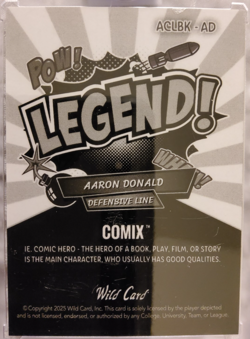 2025 Wild Card Comix Rookie & Legend Aaron Donald 1/1 Rams - Image 2