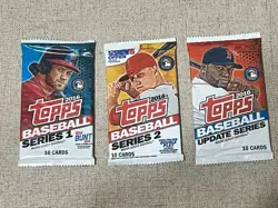 2016 Topps Baseball (3) Factory Sealed 10 Card Packs Series 1, 2, Update - Image 1