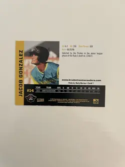 2022 Choice Bradenton Marauders Team Set Card #7 Jacob Gonzalez - Image 2