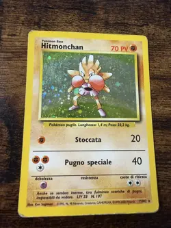 Hitmonchan Holo Base Set Italian Pokemon Card 7/102 Vintage WOTC 1999 HP-DMG - Image 1