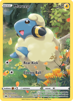 Mareep GG34/GG70 Holo Crown Zenith Galarian Gallery Pokemon Card 2023 Near Mint - Image 1
