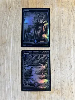 2x MTG Innistrad: Crimson Vow Full Art Land Foil Cards - Island & Swamp MP - Image 1