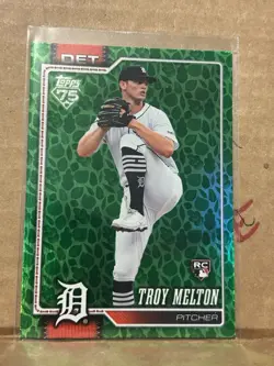 2026 Topps Series 1 Baseball Troy Melton Green Holiday Foil RC Tigers - Image 1