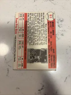 1990 Scd Baseball Pocket Price - guides hand cut Michael Jordan #51 - Image 2