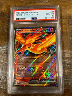 POKEMON 2025 Destined Rivals ROCKET'S MOLTRES EX #031 PSA 10 Gem Mint - Image 1