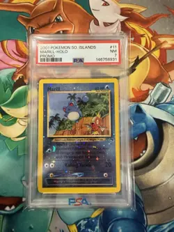Marill 11/18 Southern Islands Reverse Holo Rare Pokemon Card TCG PSA 7 - Image 1