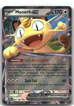 Meowth ex 062/088 Double Rare Perfect Order Pokemon Holo Near Mint - Image 1