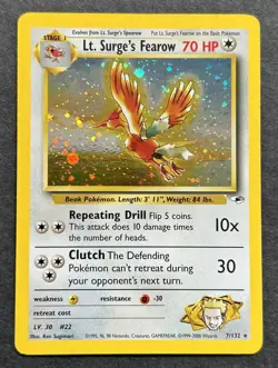 Lt. Surge's Fearow 007/132 Gym Heroes Holo Excellent #22 Stage 1 Pokemon - Image 1