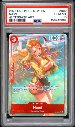 PSA 10 2025 ONE PIECE STARTER DECK ST21 EX GEAR 5 009 NAMI ALTERNATE ART - Image 1