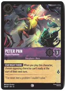 Disney Lorcana TCG Peter Pan - Playful Prankster 58/207 Common Foil Attack Of Th - Image 1