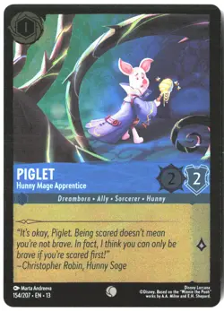 Disney Lorcana TCG Piglet - Hunny Mage Apprentice 154/207 Common Foil Attack Of - Image 1