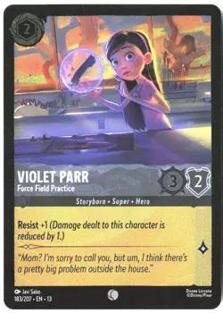 Disney Lorcana TCG Violet Parr - Force Field Practice 183/207 Common Foil Attack - Image 1