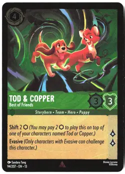 Disney Lorcana TCG Tod & Copper - Best of Friends 94/207 Rare Foil Attack Of The - Image 1