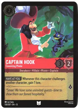 Disney Lorcana TCG Captain Hook - Conniving Pirate 130/207 Uncommon Foil Attack - Image 1