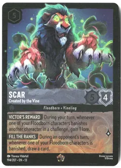 Disney Lorcana TCG Scar - Created by the Vine 194/207 Legendary Foil Attack Of T - Image 1