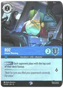Disney Lorcana TCG Roz - Always Watching 221/207 Enchanted Foil Attack Of The Vi - Image 1