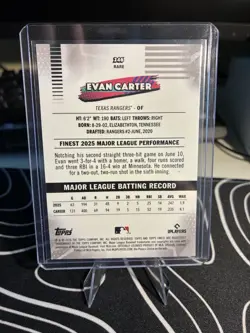 2026 Topps Finest Baseball Evan Carter Rare Pink /250 - Image 2