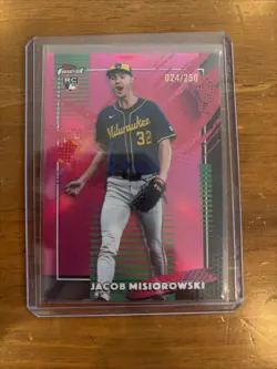 2026 Topps Finest Jacob Misiorowski RC Rare Pink Refractor /250 Brewers - Image 1