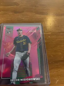 2026 Topps Finest Jacob Misiorowski RC Rare Pink Refractor /250 Brewers - Image 2
