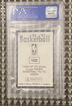 1992 Panini Sticker Michael Jordan Foil #102 PSA 8 Chicago Bulls EXTREMELY RARE - Image 5