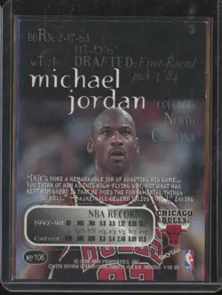 1998-99 Skybox Thunder Basketball MICHAEL JORDAN Chicago Bulls #106 HOF BIN64 - Image 2