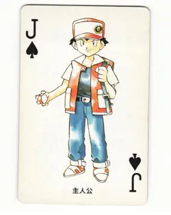 Trainer Red Jack Of Spades 1996 Pocket Monster Poker Card Pokemon Japanese LP - Image 1