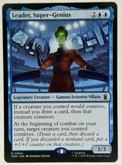 Leader, Super-Genius 0064 | Marvel Super Rare Blue MTG 1/3 Near Mint - Image 1