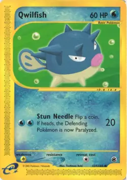 Qwilfish 127/165 Common Expedition Base Set Pokemon Near Mint - Image 1