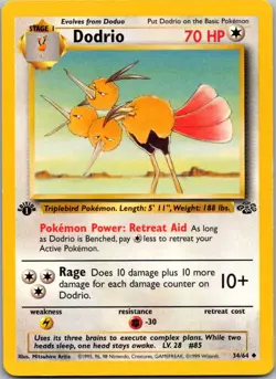 Dodrio 34/64 Uncommon Jungle Pokemon 1st Edition Heavily Played - Image 1