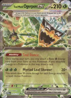 TEAL MASK OGERPON EX 012/131 HOLO DOUBLE RARE PRISMATIC EVOLUTIONS POKEMON NM - Image 1