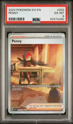 2023 Pokemon Scarlet Violet Penny 252/198 Special Illustration Rare Holo PSA 6 - Image 1