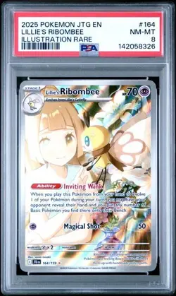 2025 POKEMON JTG EN-JOURNEY TOGETHER ILLUSTRATION RARE LILLIE'S RIBOMBEE PSA 8 - Image 1