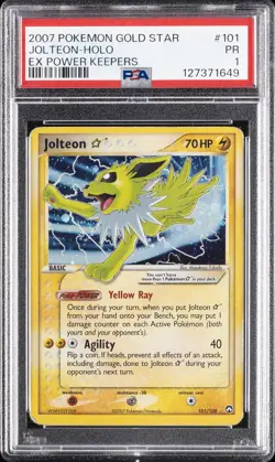 2007 POKEMON EX POWER KEEPERS GOLD STAR #101 JOLTEON-HOLO PSA 1 - Image 1
