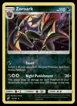 POKEMON ZOROARK TEAM UP 91/181 HOLO REVERSE HOLO R LP - Image 1