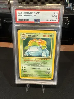 1999 POKEMON BASE SET UNLIMITED #15 VENUSAUR-HOLO PSA 2 - Image 1