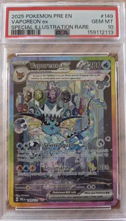 Pokemon 2025 PRE EN Vaporeon ex PSA 10 SPECIAL ILLUSTRATION RARE - Image 1